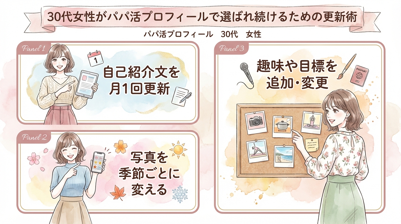 30代女性がパパ活プロフィールで選ばれ続けるための更新術