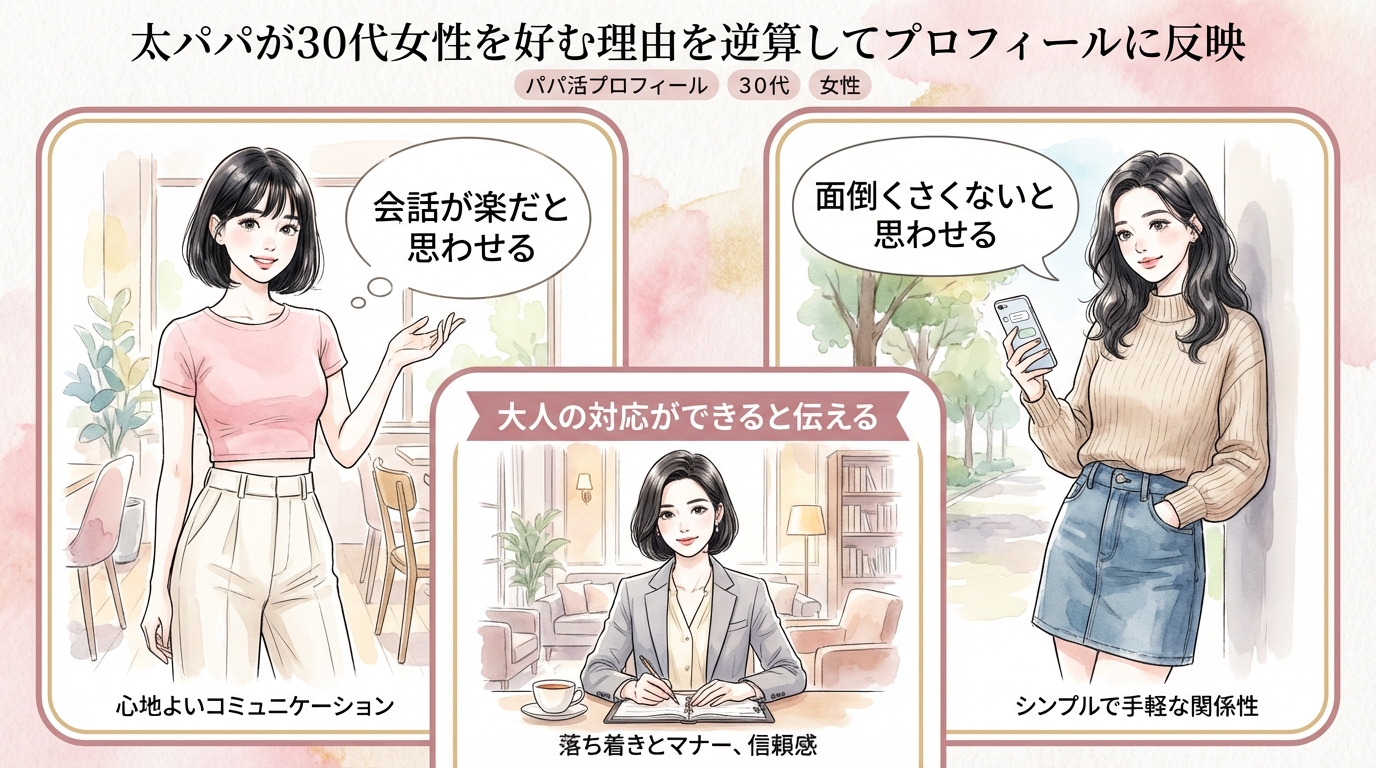 太パパが30代女性を好む理由を逆算してプロフィールに反映