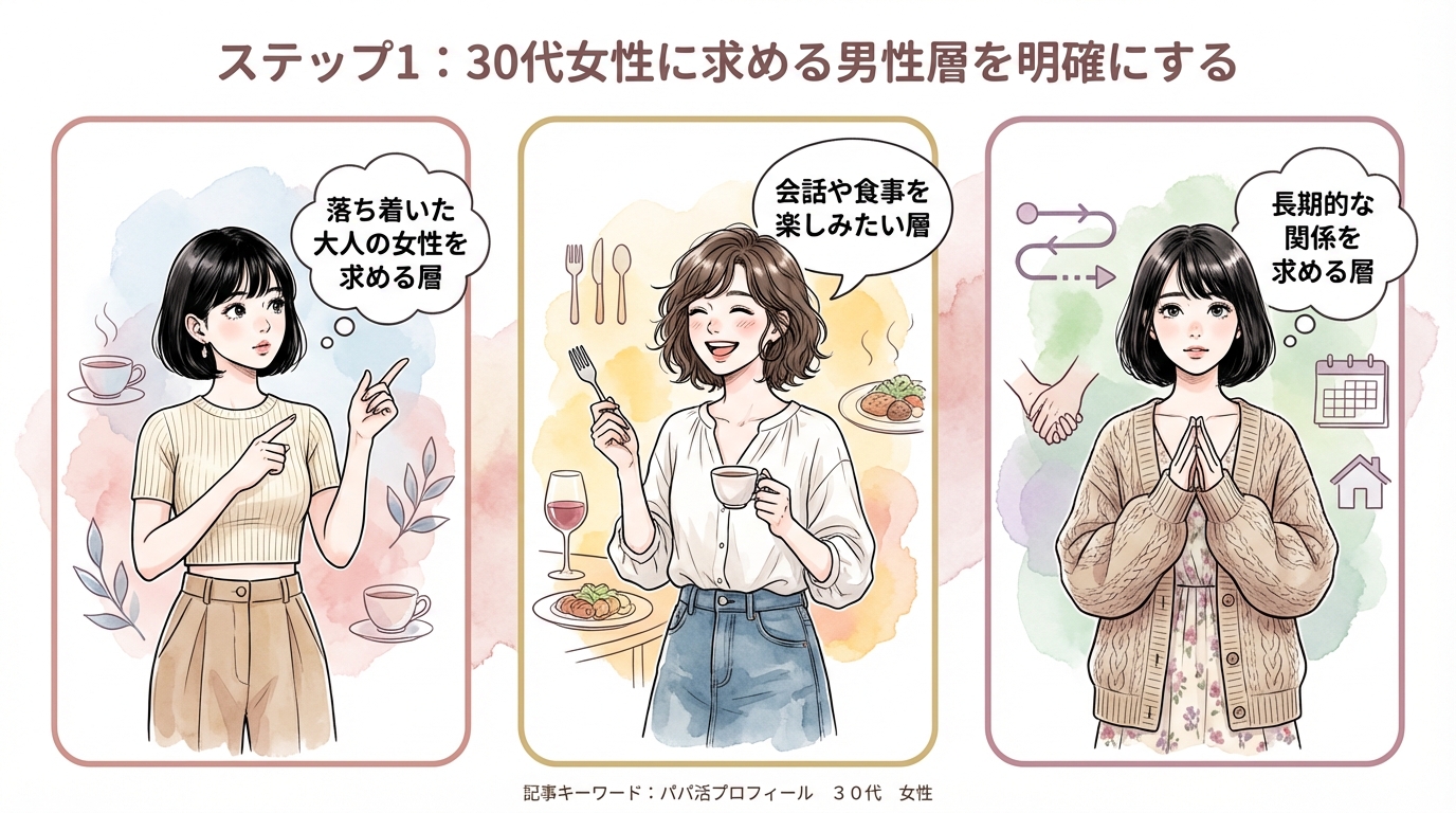 ステップ1：30代女性に求める男性層を明確にする