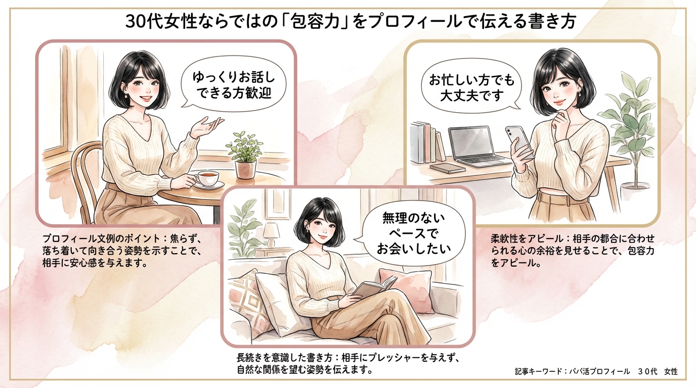 30代女性ならではの「包容力」をプロフィールで伝える書き方