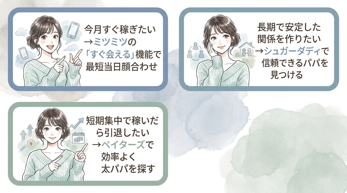 すぐ稼ぎたい vs 長期安定で選ぶ