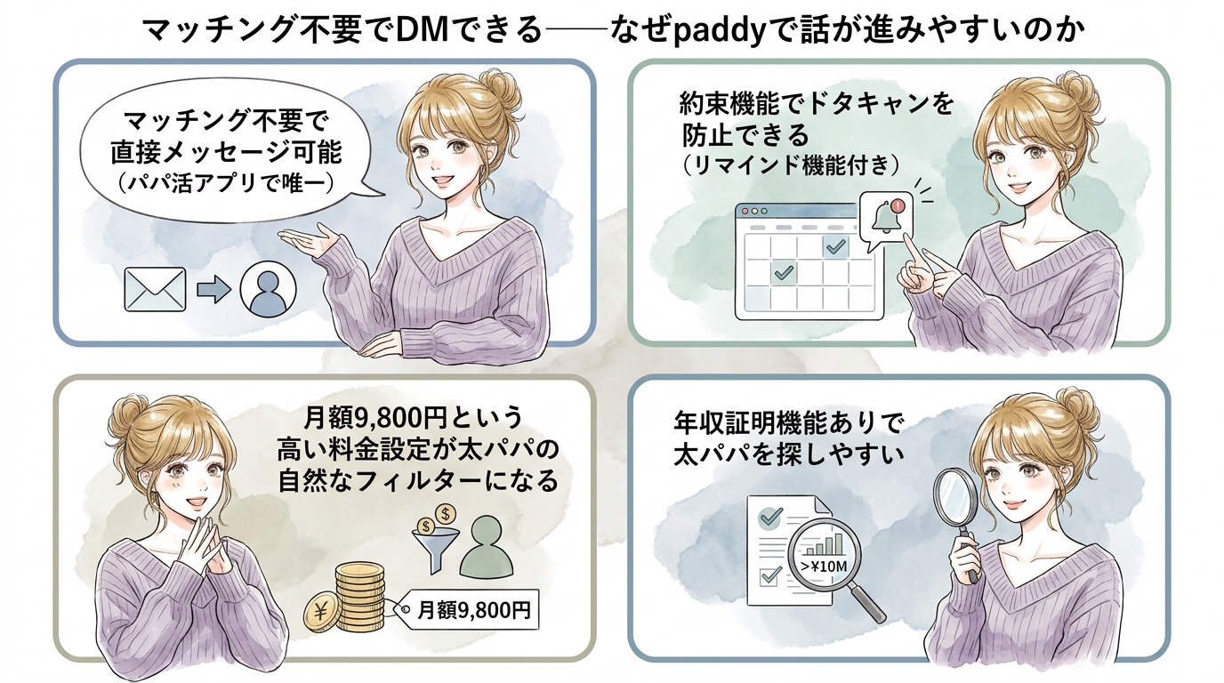 マッチング不要でDMできる——なぜpaddyで話が進みやすいのか