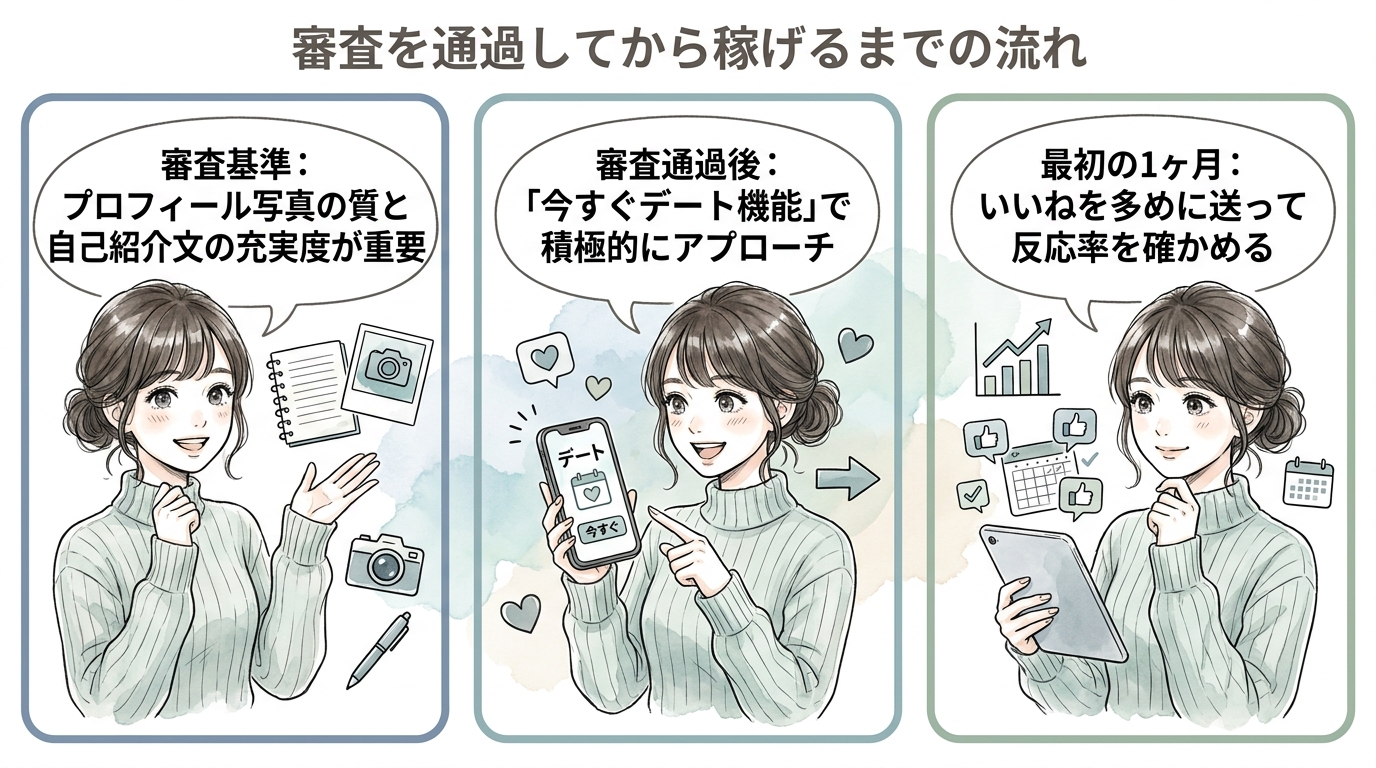 審査を通過してから稼げるまでの流れ