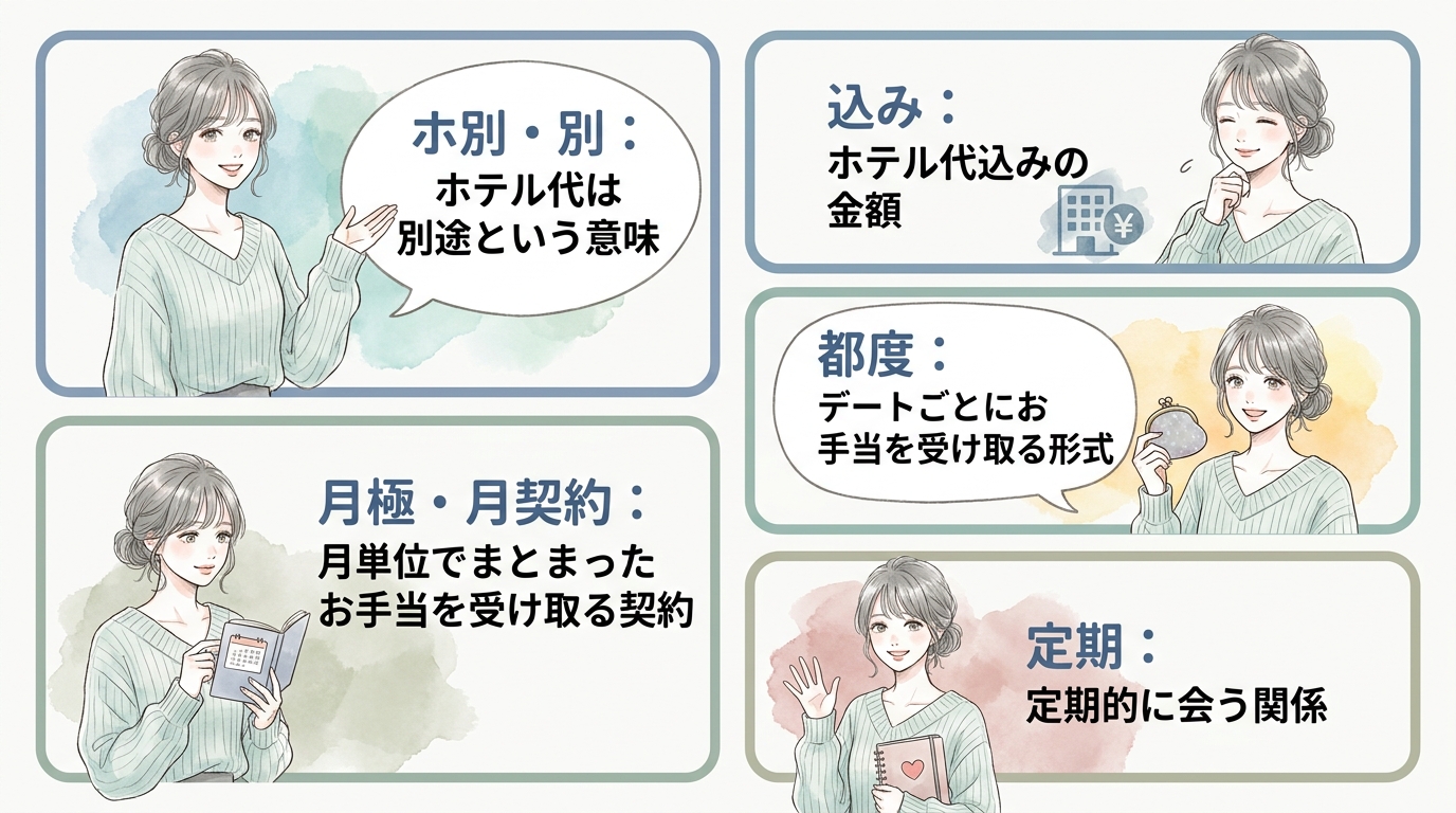 条件交渉に使われる隠語(ホ別・茶飯・顔合わせなど)