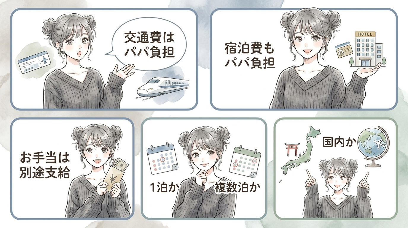 宿泊・旅行を伴うパパ活のお手当相場