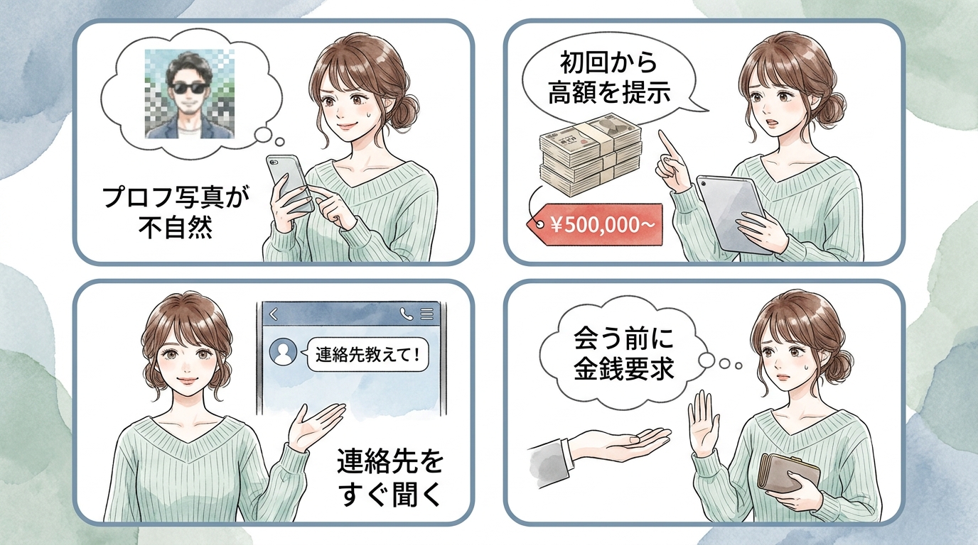 マナーチェック機能で危険なパパを避けられる