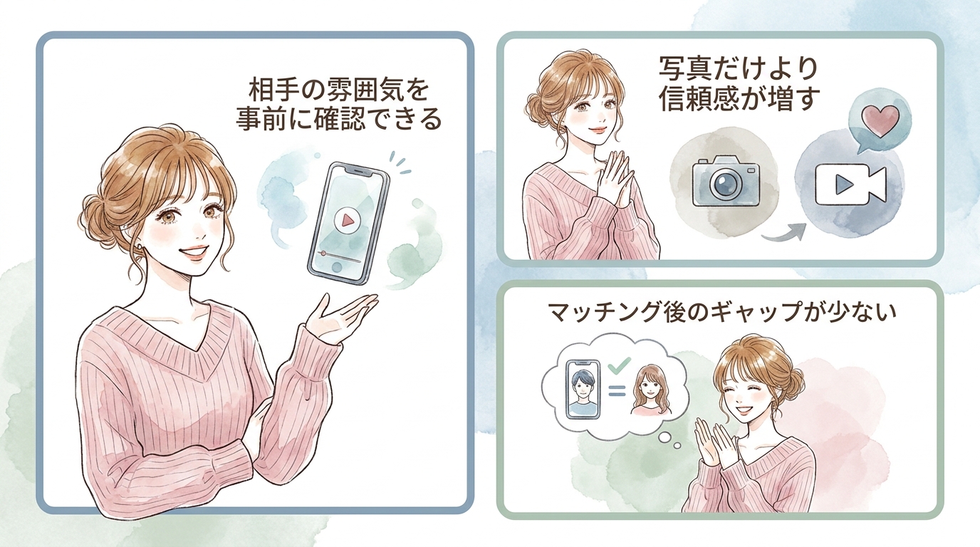 動画プロフィールで事前に雰囲気を確認できる