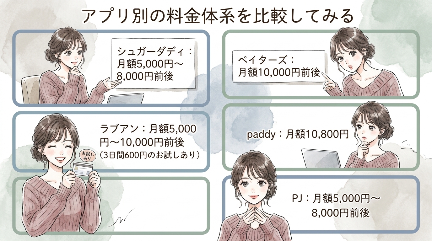 アプリ別の料金体系を比較してみる