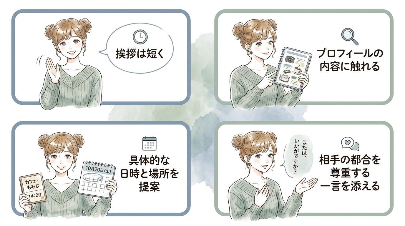会う提案を具体的に書く