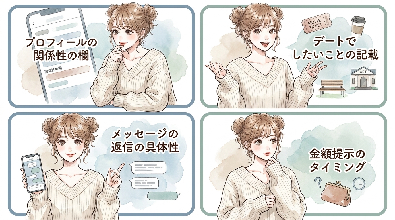 メッセージやプロフィールで大人ありか確認する