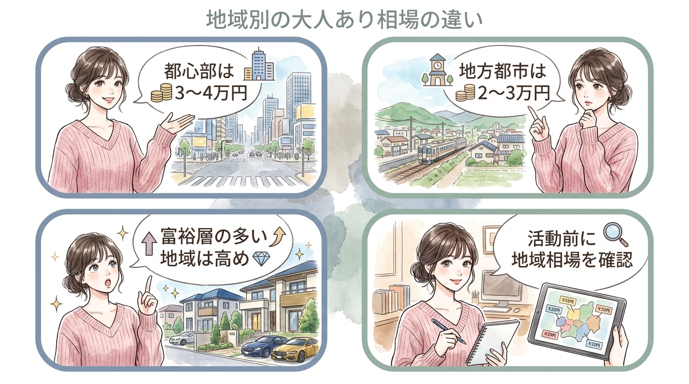 地域別の大人あり相場の違い