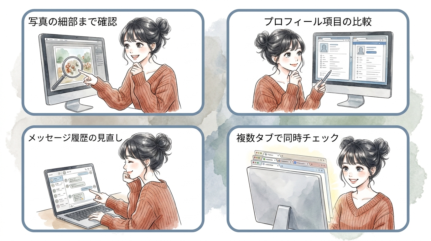 PCブラウザで使うと画面が見やすい