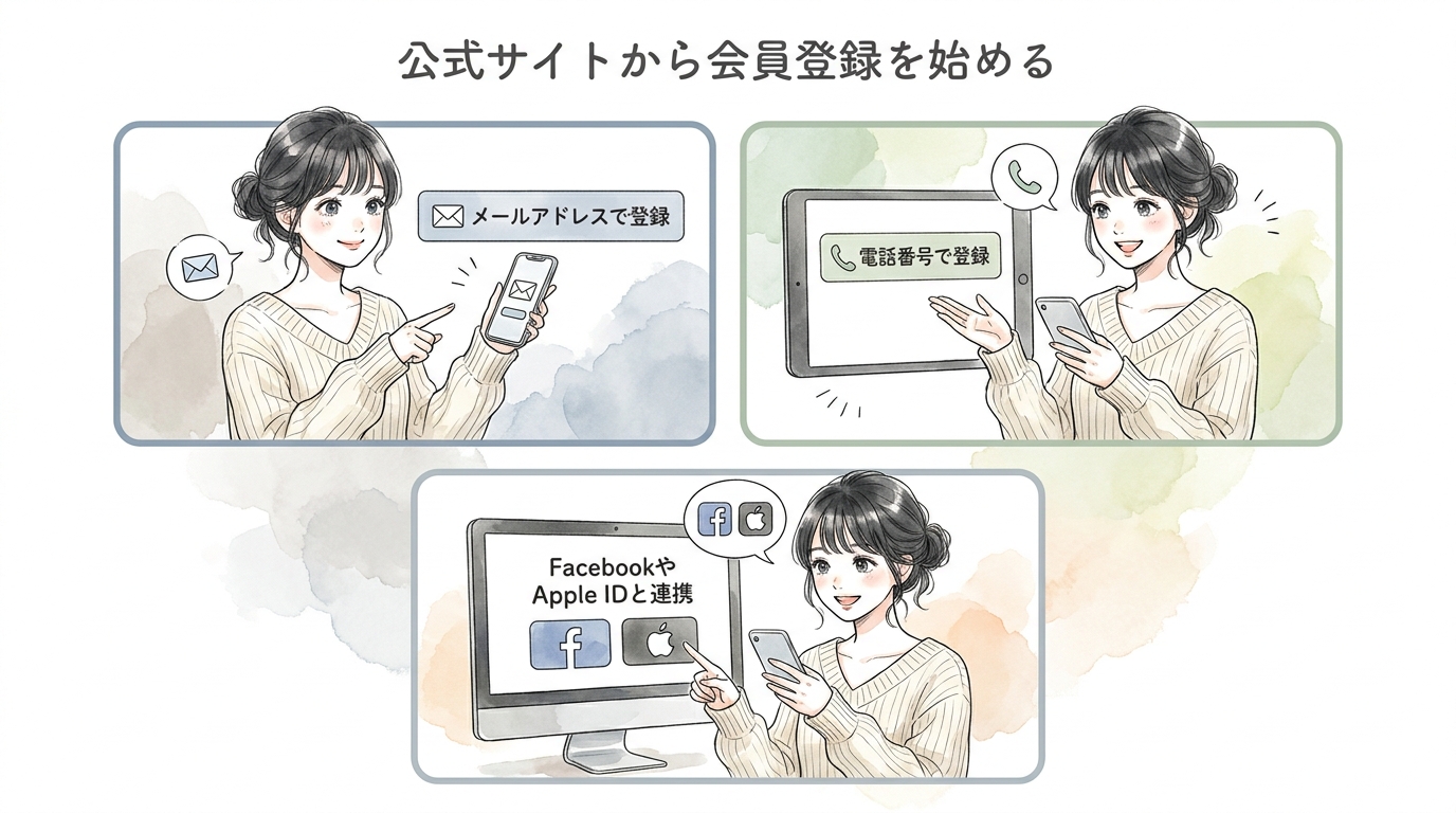 公式サイトから会員登録を始める