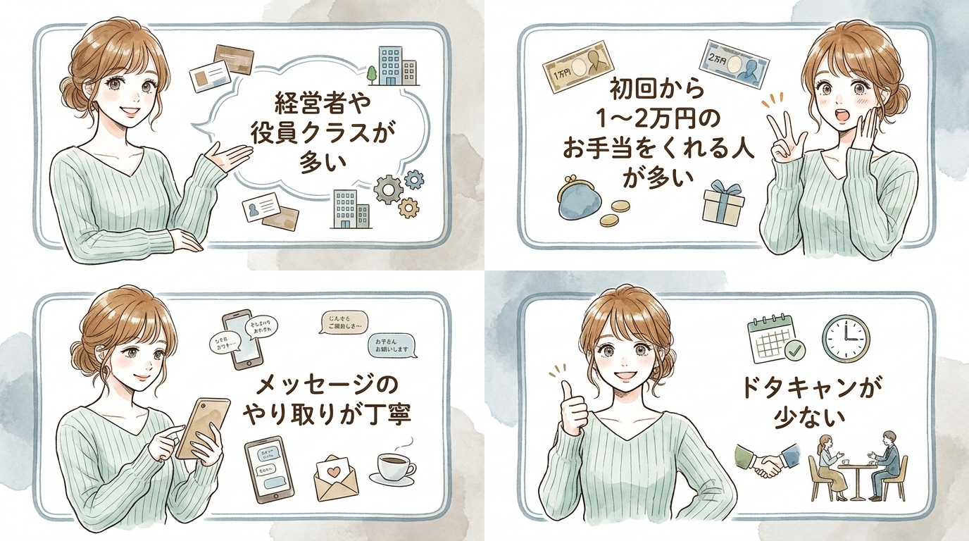 良い口コミ:ハイスペ男性と紳士的なやり取りができた