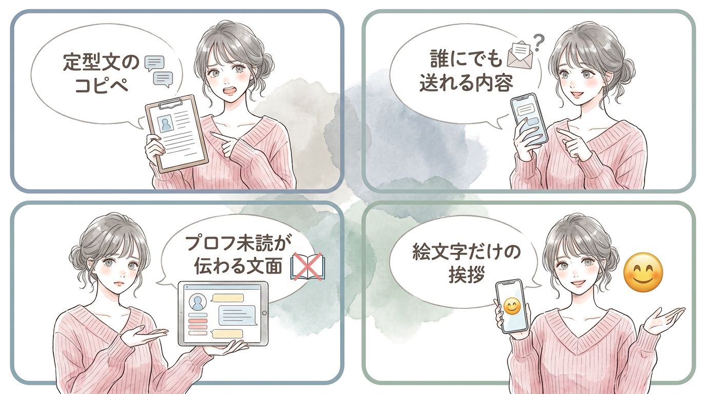 テンプレや雑なメッセージは即スルーされる