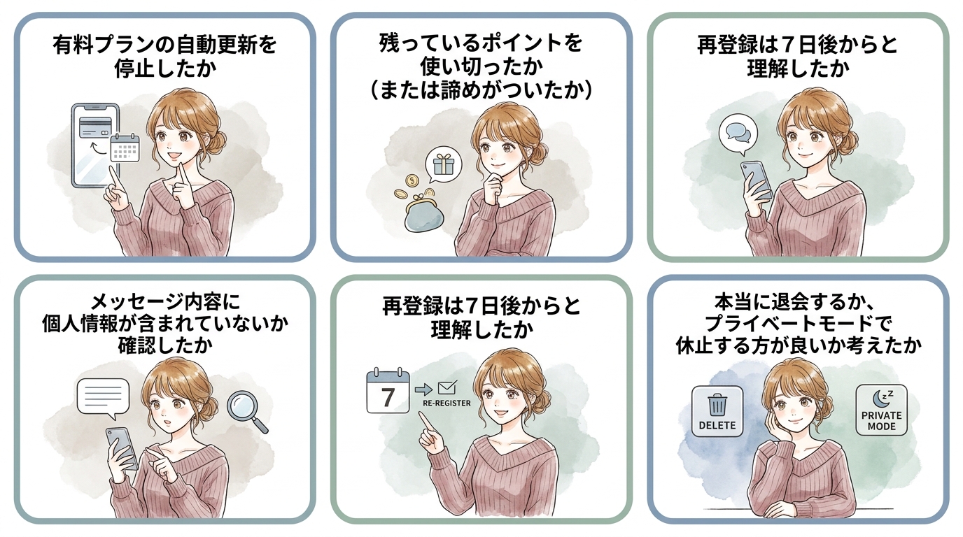 退会前チェックリスト5項目