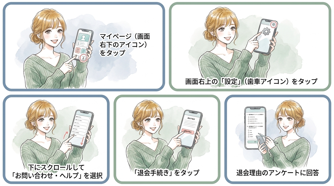 アプリ版（iPhone/Android）の退会ステップ