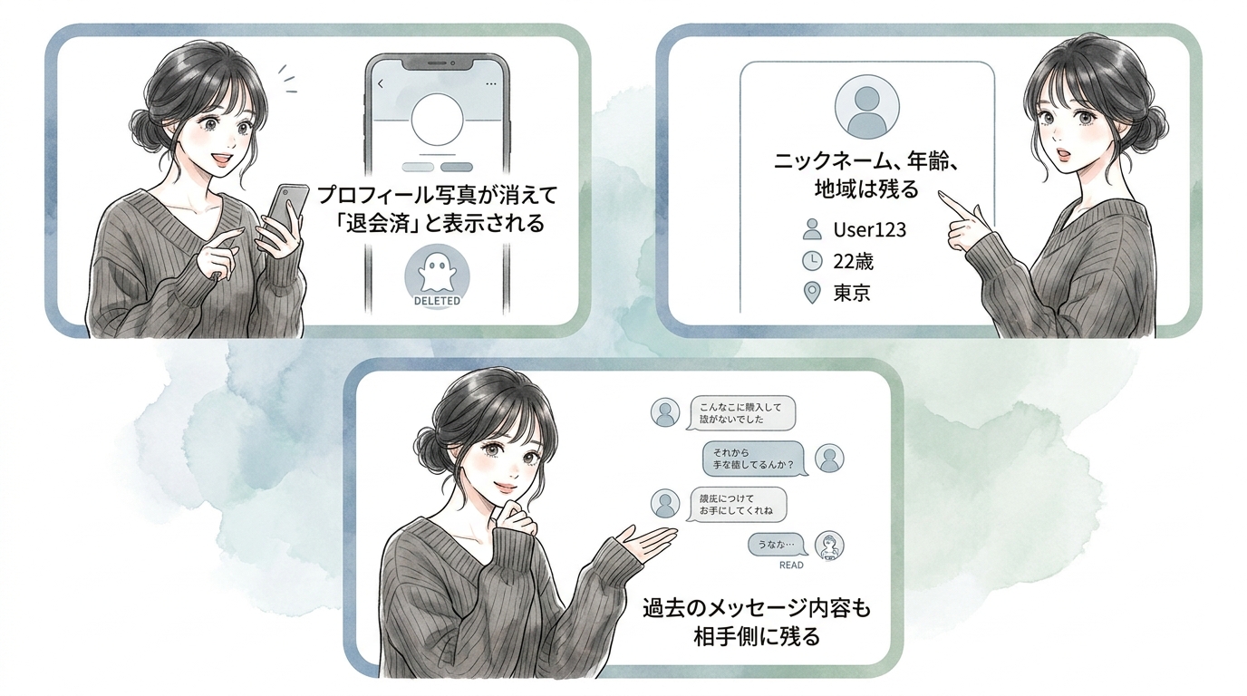 退会すると相手の画面にはどう表示される？