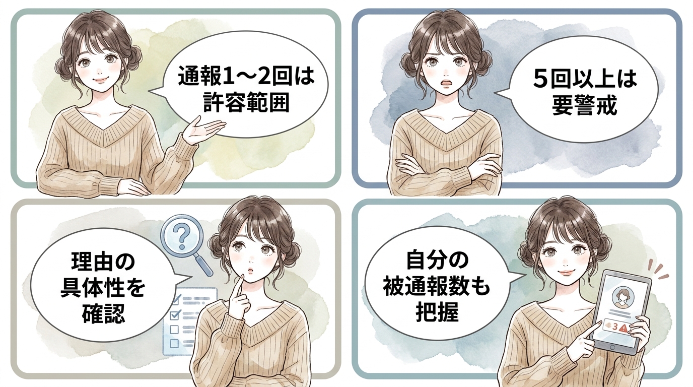 シュガーダディで相手の被通報回数を確認する