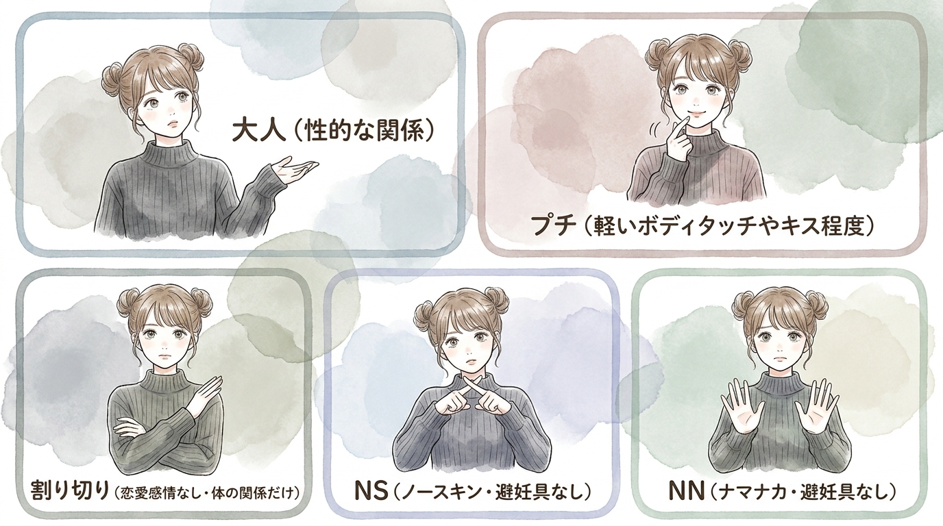 行為・プレイ内容を示す隠語（プチ・割り切り・NS・NNなど）