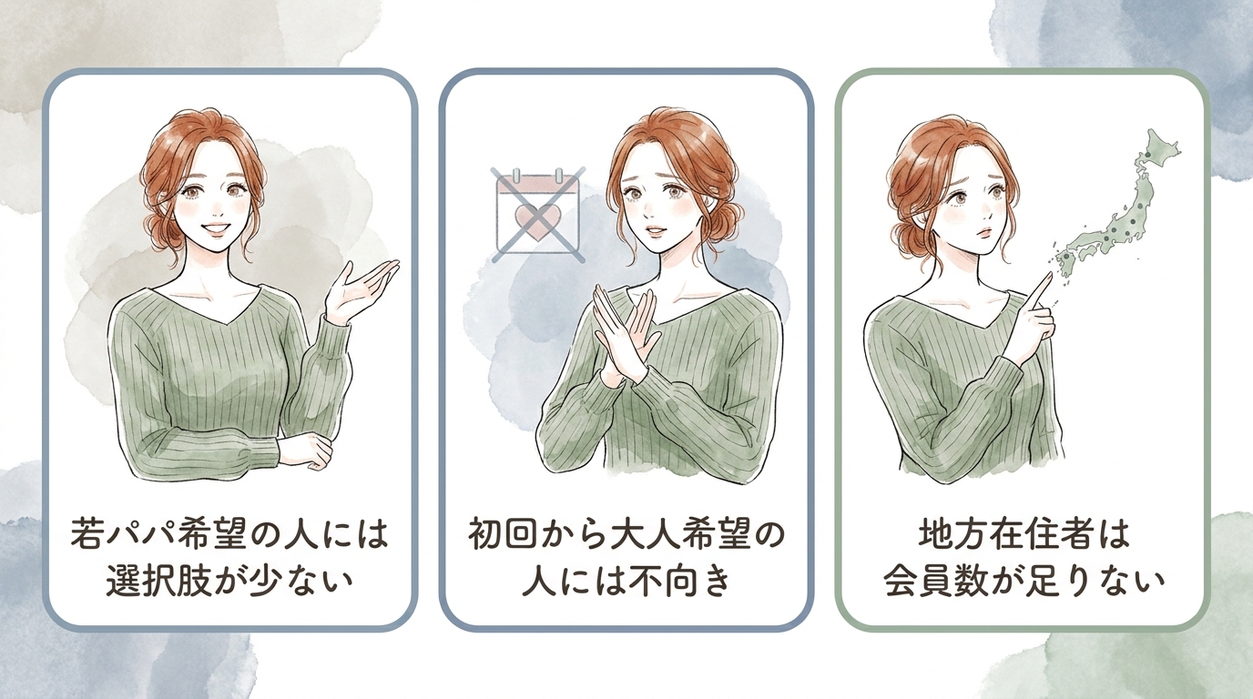 若い男性や即日大人希望には不向き