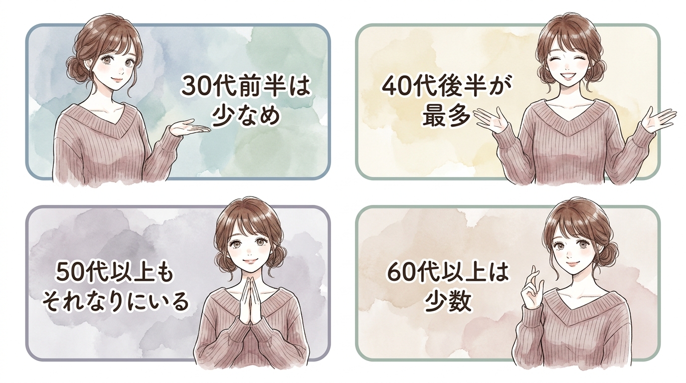 40代後半の紳士的な男性が多い年齢構成