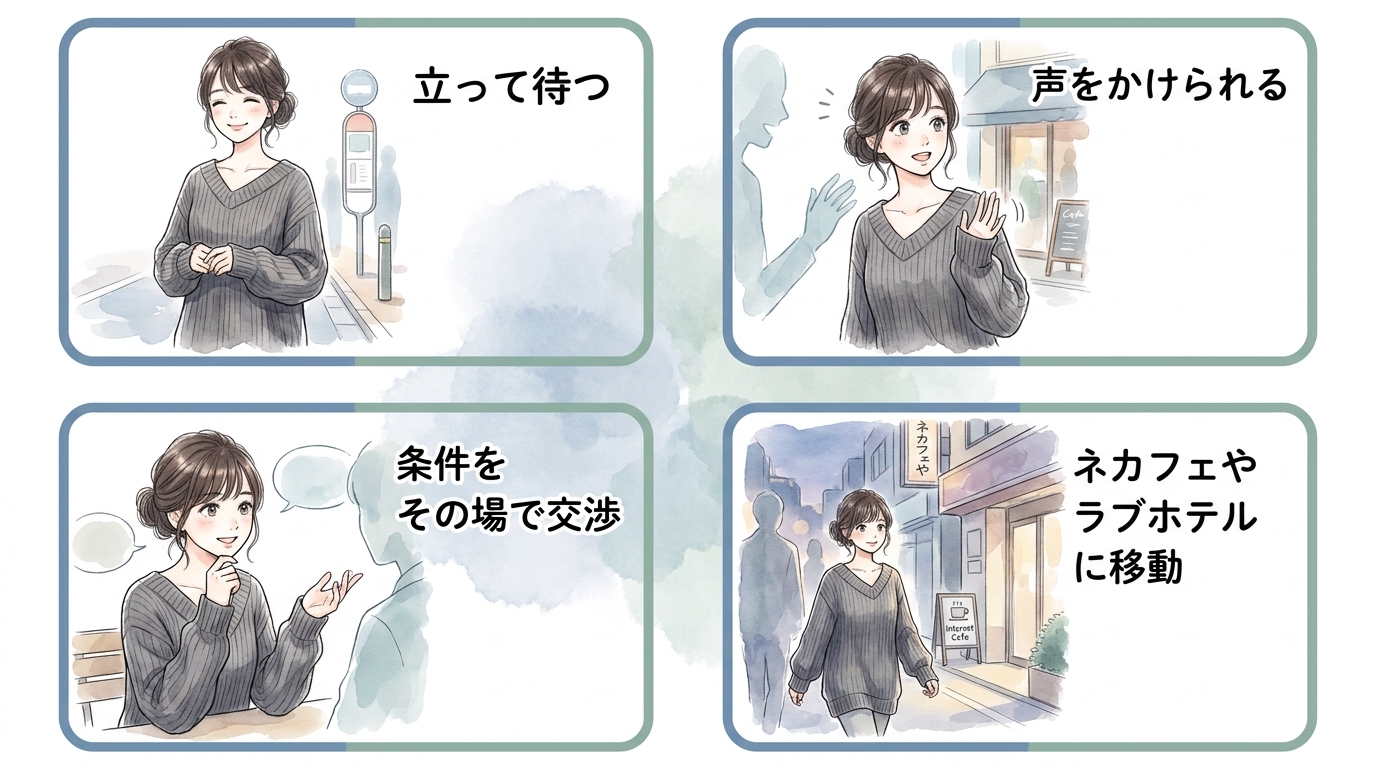 声掛けから条件交渉・ホテル移動までの実際の手順