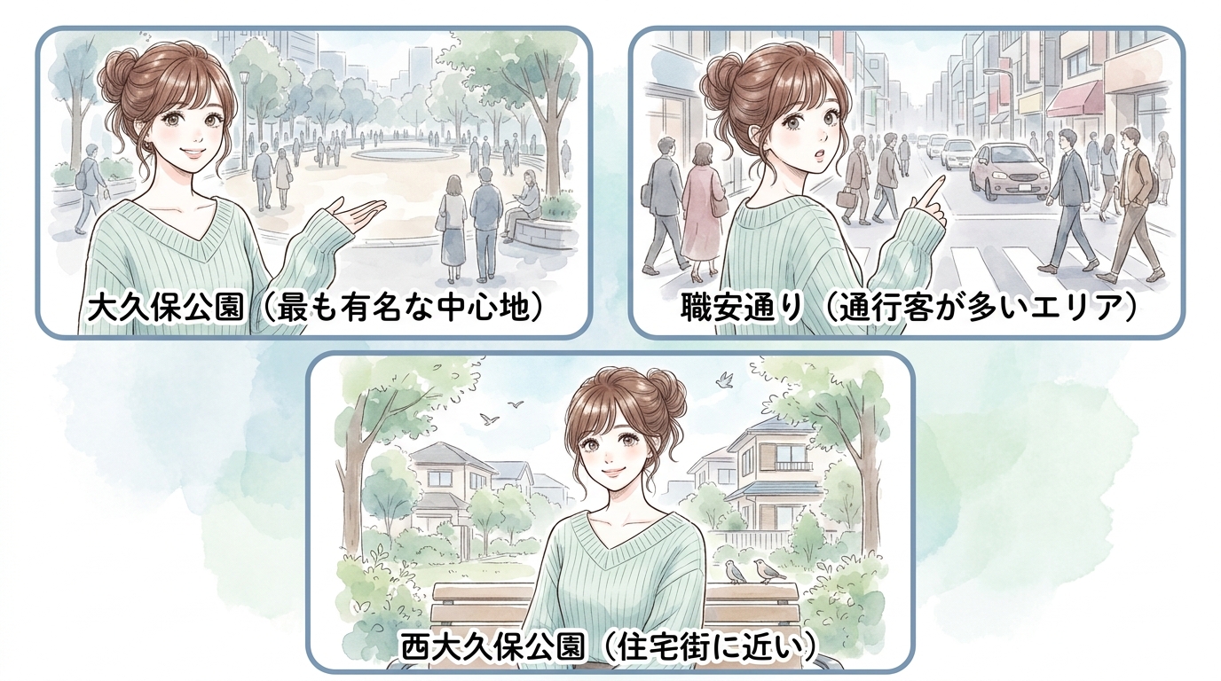 大久保公園・職安通り周辺の具体的なスポットと時間帯