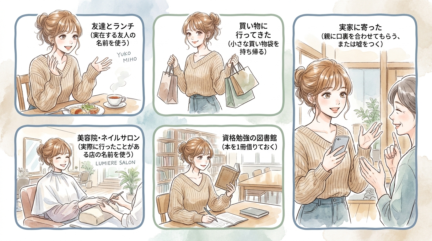 夫や子供にバレないためのアリバイ設定