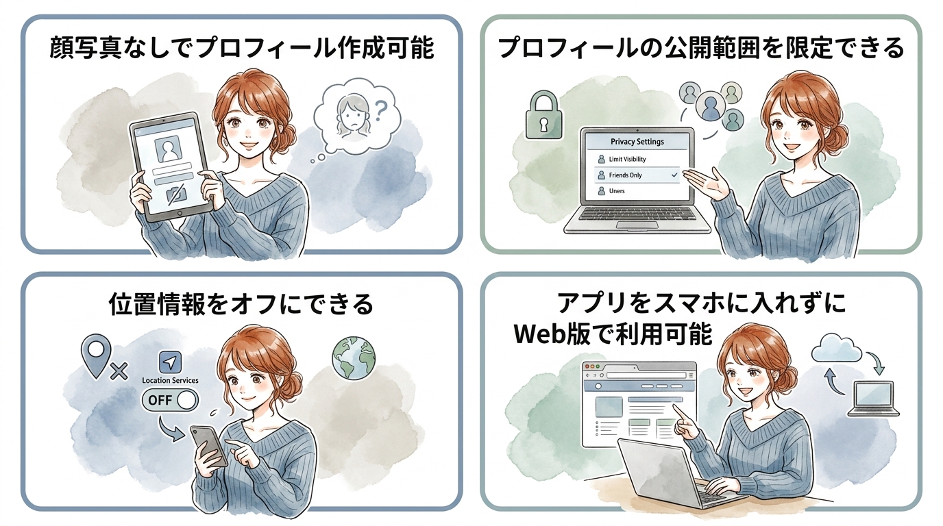 身バレ防止機能があるアプリを最優先する
