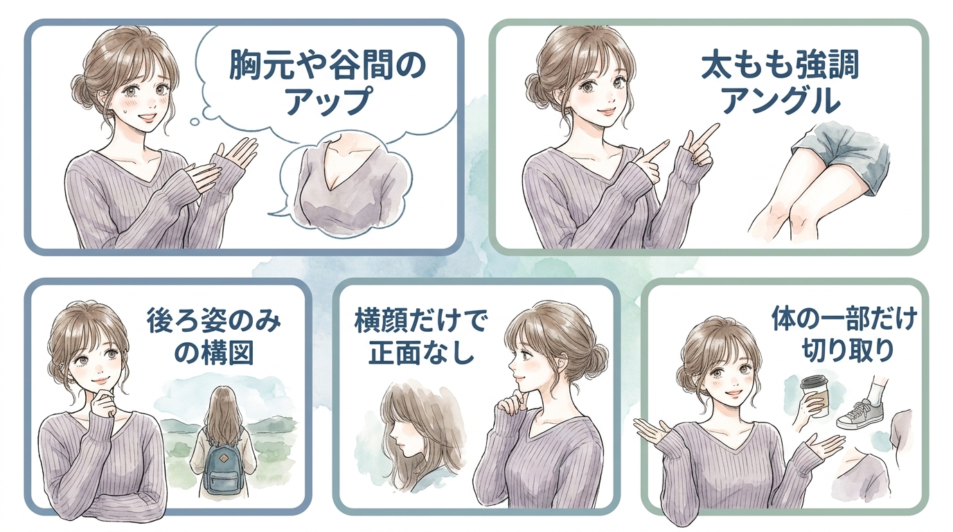 プロフィール写真が体の一部、顔が一切映っていない