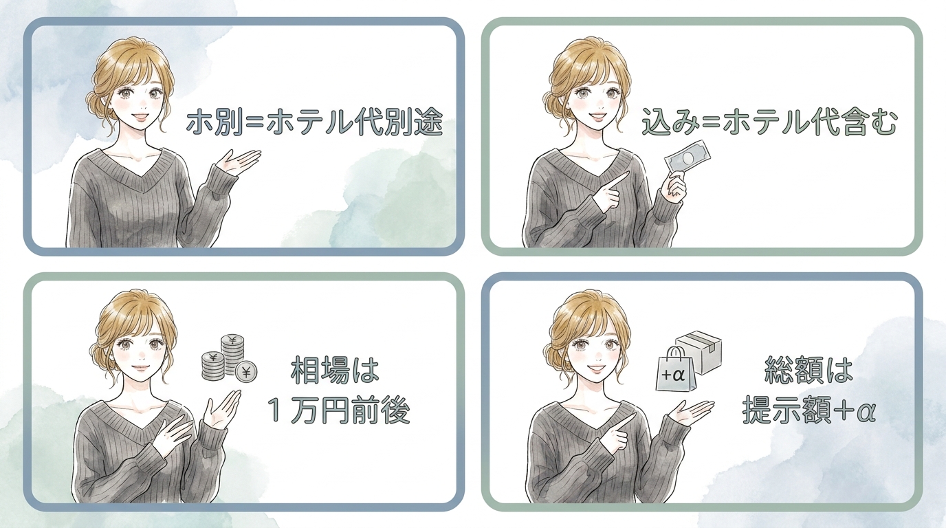 ホ別：ホテル代は別途支払う