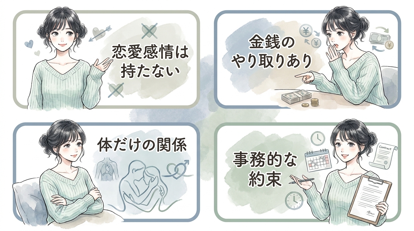 割り切り：金銭のみの関係でセックス