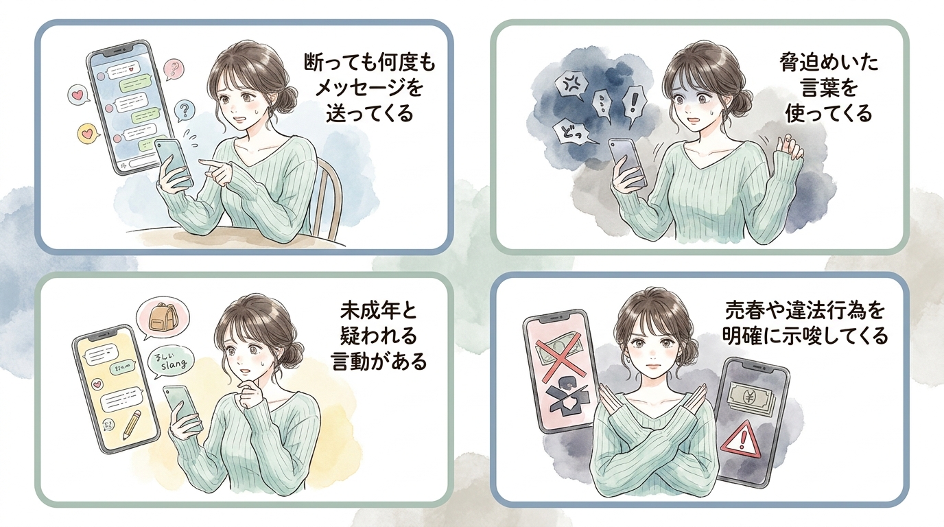 通報・ブロックすべきケース