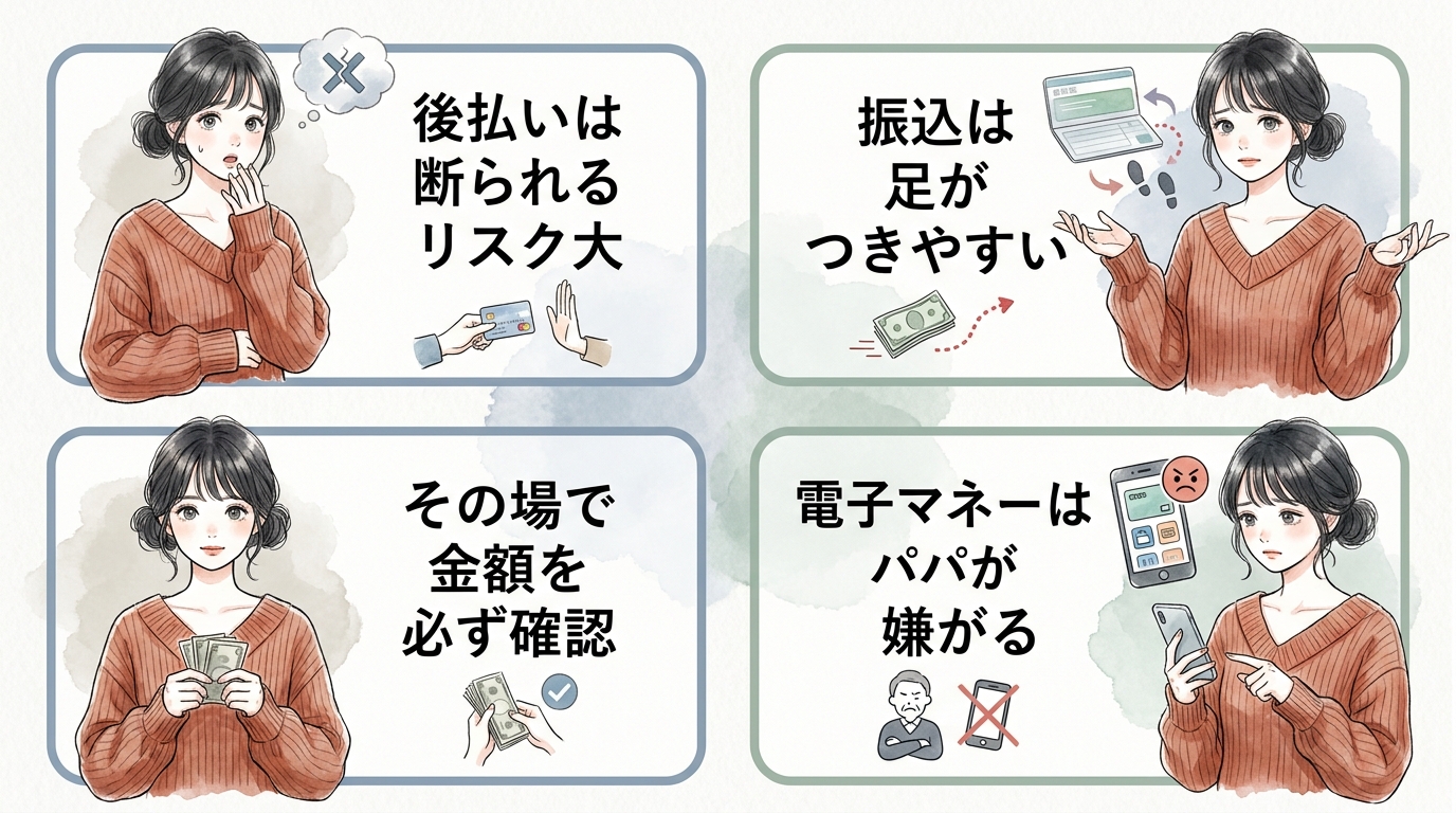 お手当は前払い・現金で受け取るルールを徹底する